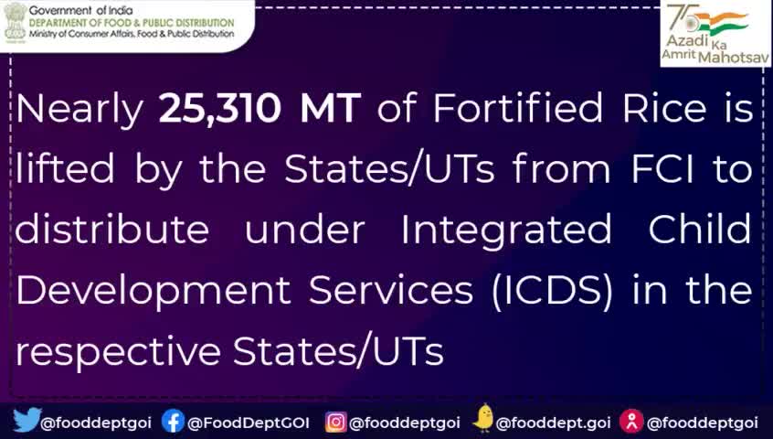 Fortified Rice is lifted by the States/UTs from FCI.
#rice #healthylife #healthbenefits