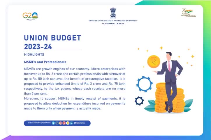 Major highlights of Union Budget 2023-24 related to MSMEs. #AmritKaalBudget #AmritMahotsav #MSME #MSME #Budget2023