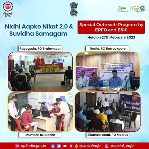 Glimpse of Combined program, Nidhi Aapke Nikat by EPFO & Suvidha Smagam by ESIC held on 27th February 2023. 

#AmritMaho