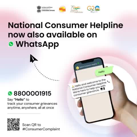 📱 Got consumer issues? #NationalConsumerHelpline is just a WhatsApp away! Reach out at 🔗 wa.me/918800001915 🚀
#consumerrights