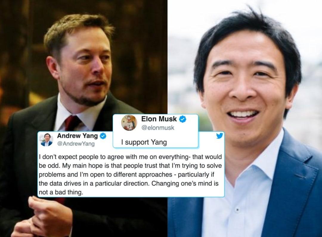 Elon Musk Backs Us Presidential Candidate Andrew Yang Via Twitter