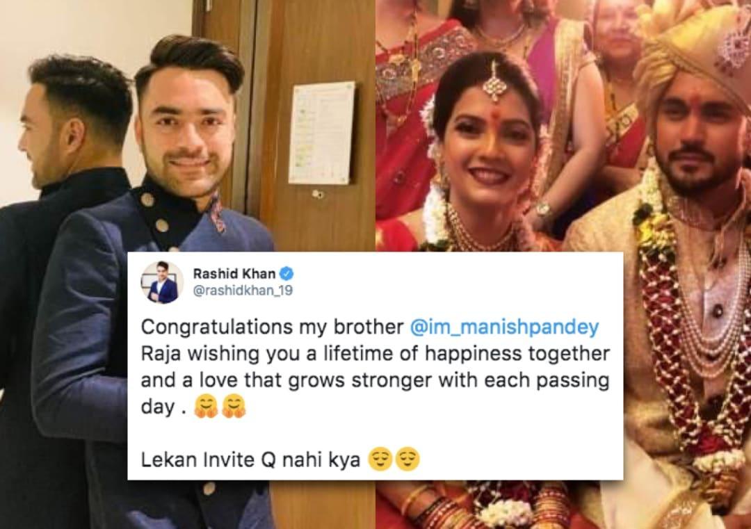Invite Kyun Nahi Kiya Rashid Khan Wishes Manish Pandey On Getting Married