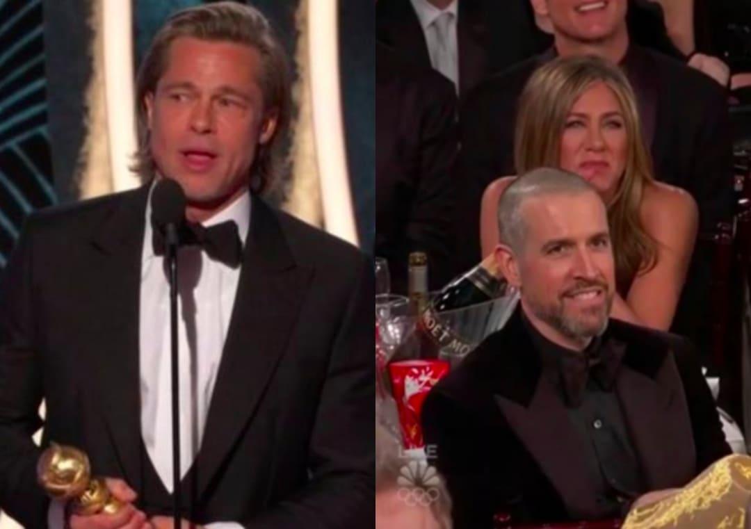 Brad jokes about girlfriend rumours at award show; Jennifer's reaction