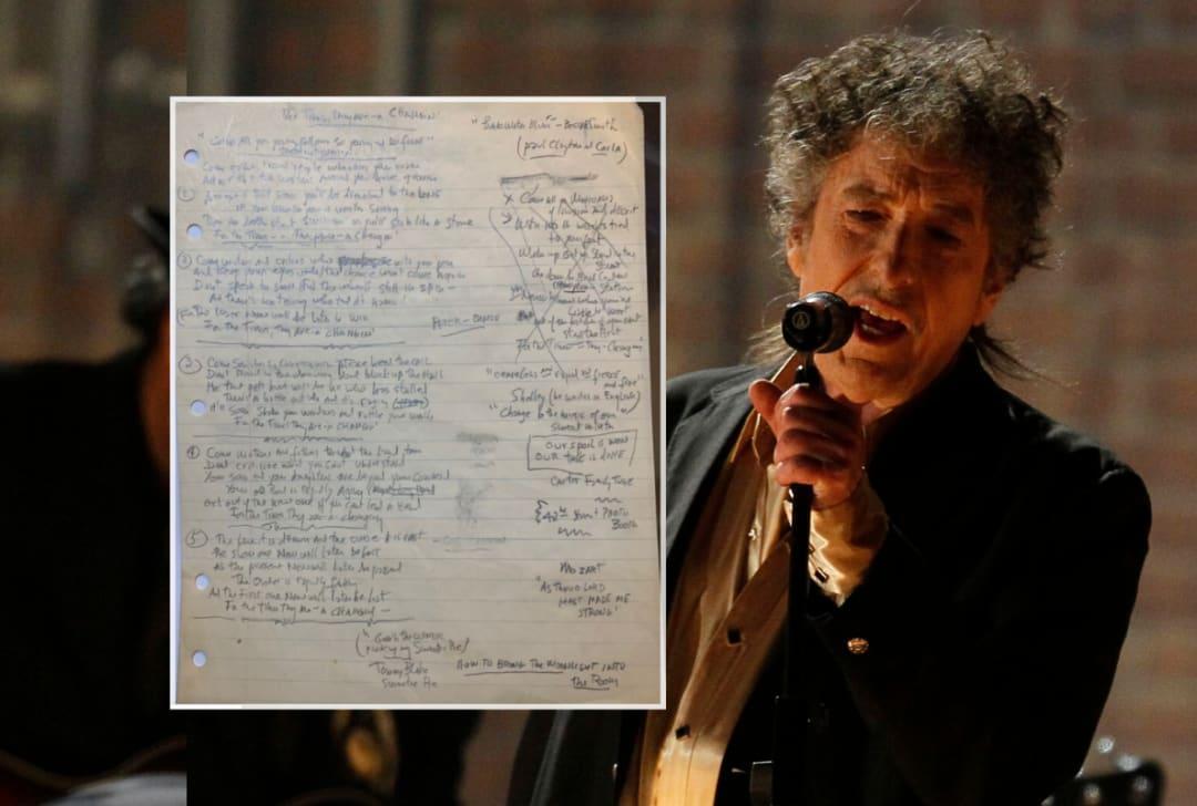 Dylan's handwritten lyrics to 'Times...' on sale for 2.2M