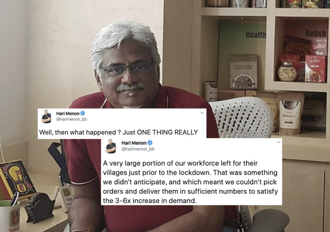 Just 1 thing happened, workers left for villages BigBasket CEO on