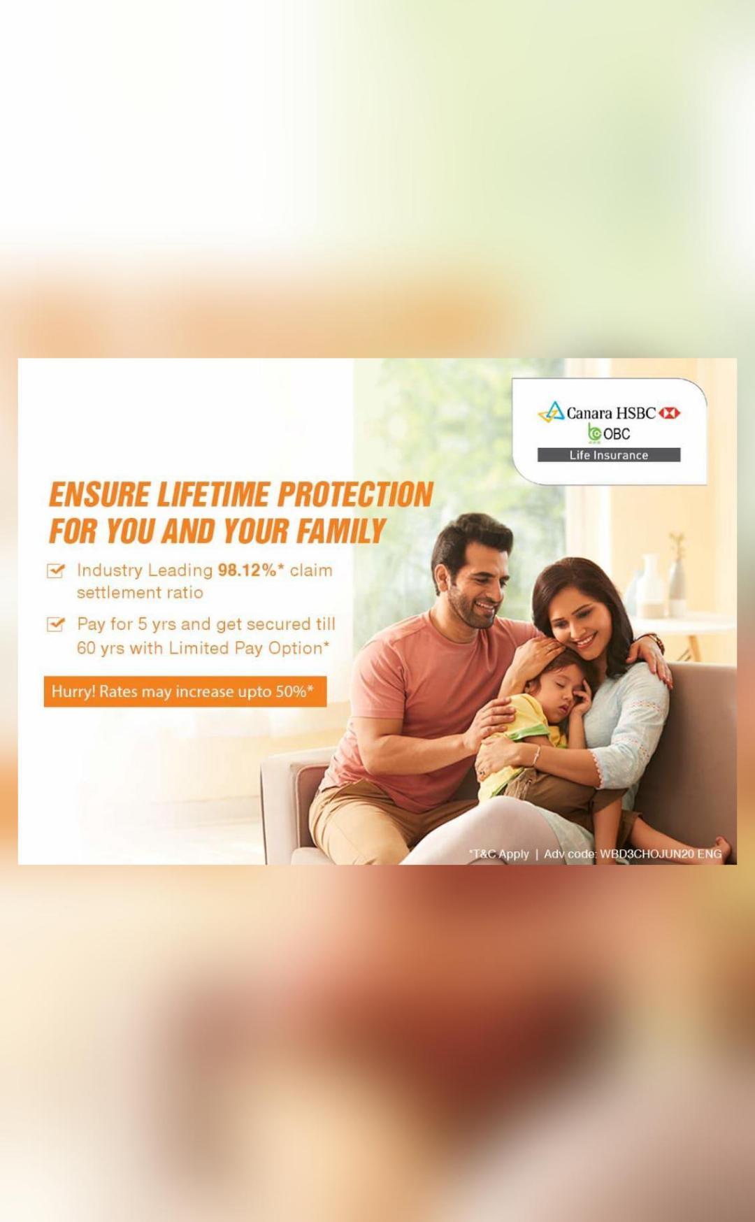 Canara HSBC OBC Life Insurance offers ₹1 cr life cover at just ₹12*/day