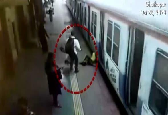 RPF constable saves woman from slipping under moving train; video ...
