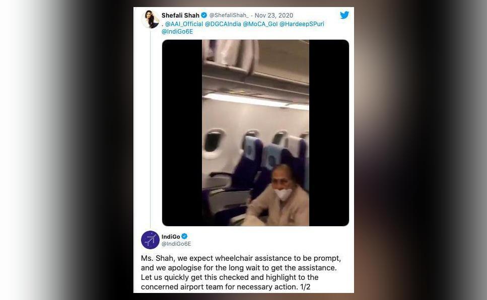Shefali shares video of IndiGo keeping 80yrold woman waiting for