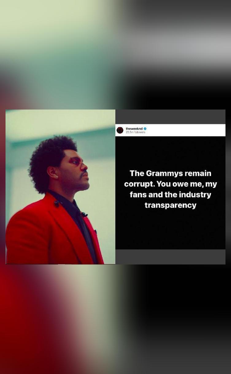 Grammys remains corrupt The Weeknd after zero Grammy 2021 nominations