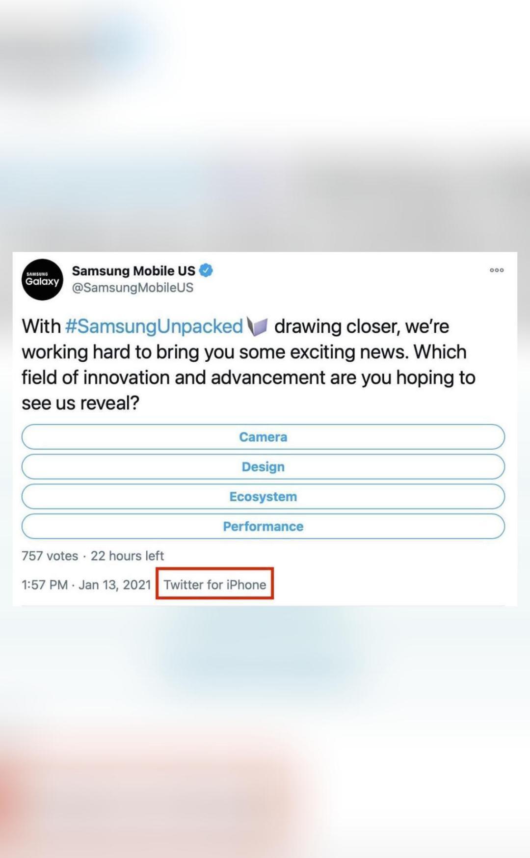 Samsung tweets from an iPhone (331 times)