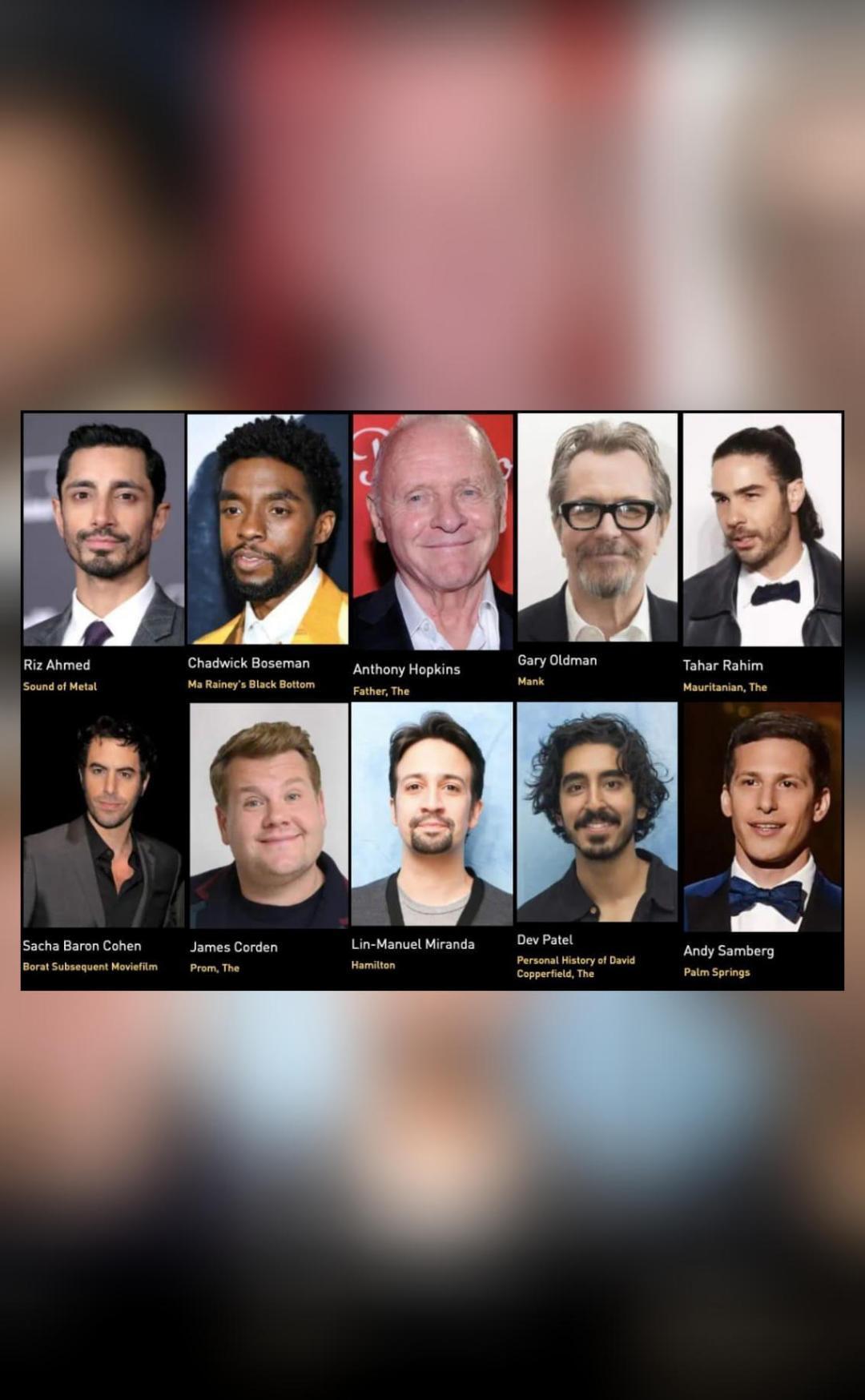 Who are the nominees for Best Actor at Golden Globes 2021