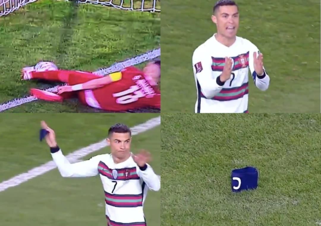 Ronaldo throws his captain armband in anger, storms off ground; video