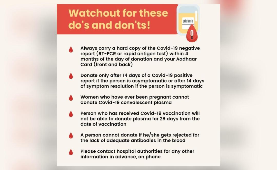 Govt releases list of 'Dos and Don'ts' for plasma donation amid COVID19 surge