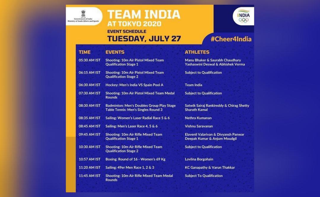 What is India's schedule at Tokyo Olympics for tomorrow? | Sports News ...
