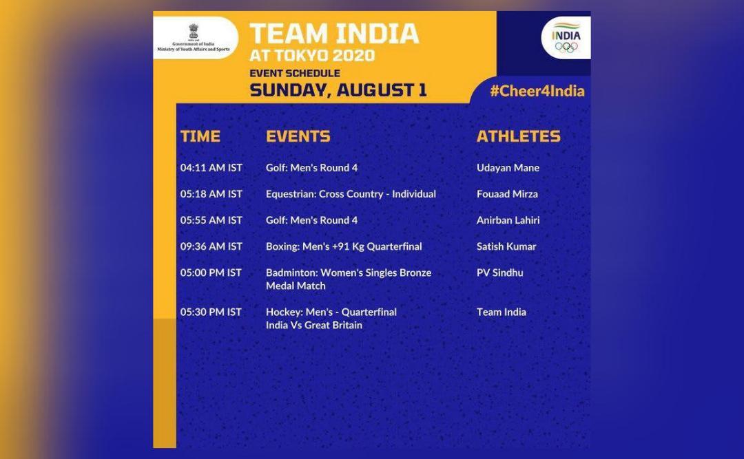 What is India's schedule at Tokyo Olympics for Sunday? | Sports News ...