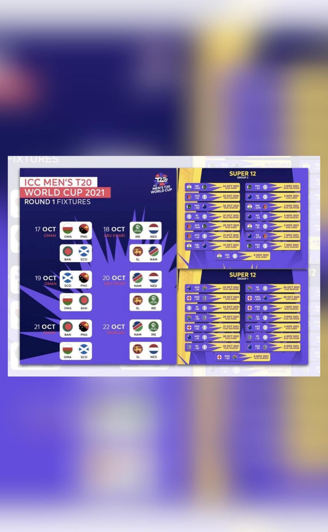 ICC Men's T20 World Cup 2021 schedule announced; India to face Pakistan ICC Men's T20 World Cup 2021 schedule announced; India to face Pakistan