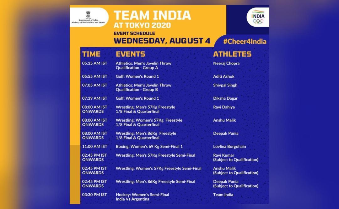 What is India's schedule at Tokyo Olympics for Wednesday? | Sports News ...