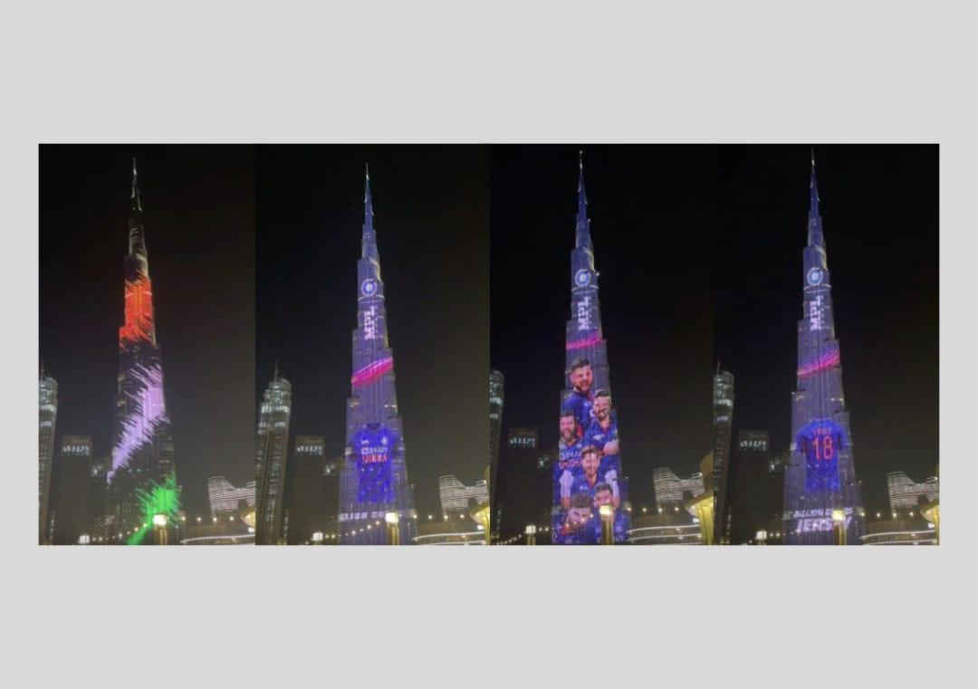 Indias T20 World Cup 2021 Jersey Showcased On Burj Khalifa Pics Go Viral