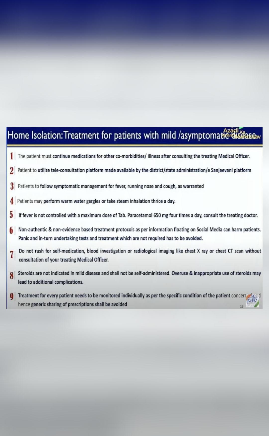 Govt lists guidelines for treatment of mild/asymptomatic COVID patients ...