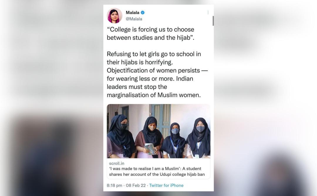 Malala tweets on hijab ban in Karnataka college, says 'Stop ...