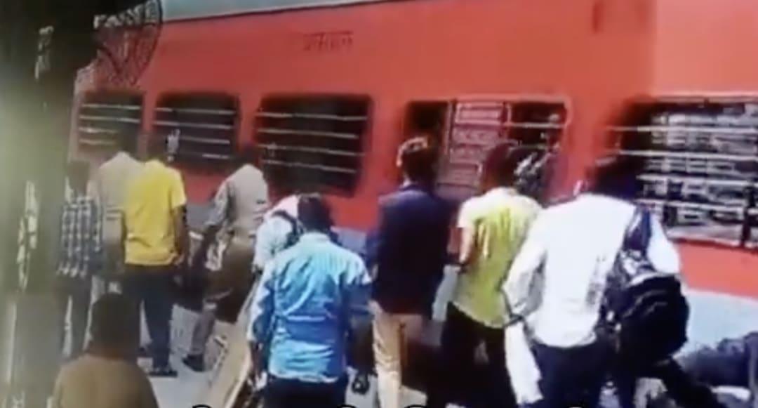 Railway police saves man who fell off moving train at Prayagraj station ...