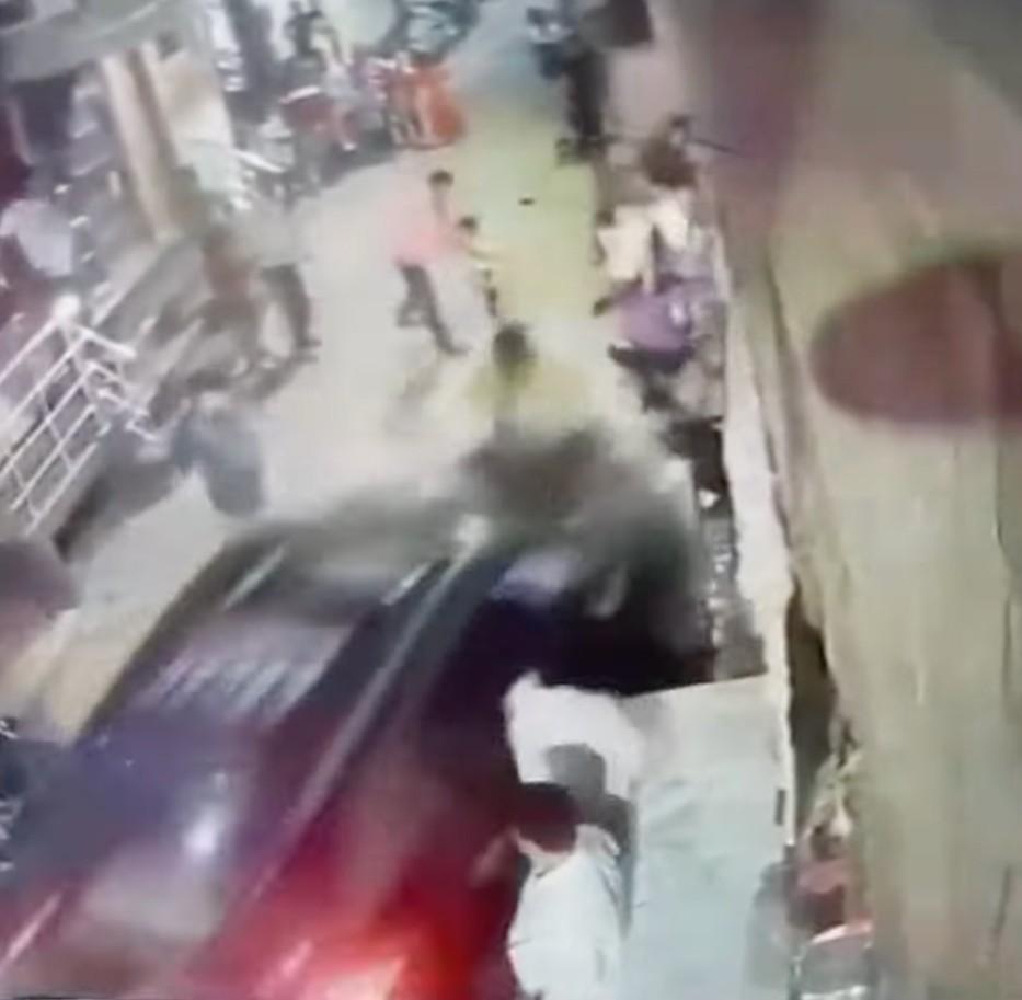 Cctv Footage Shows Man Running Car Over 3 People After Argument With