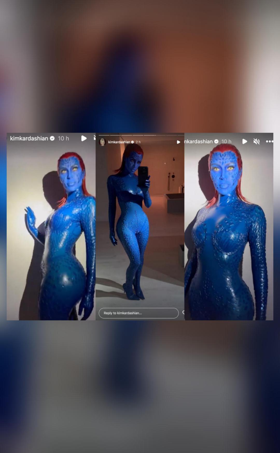 Kim Kardashian Dresses Up As X Mens Mystique At Halloween Shares Video Entertainment News 0365