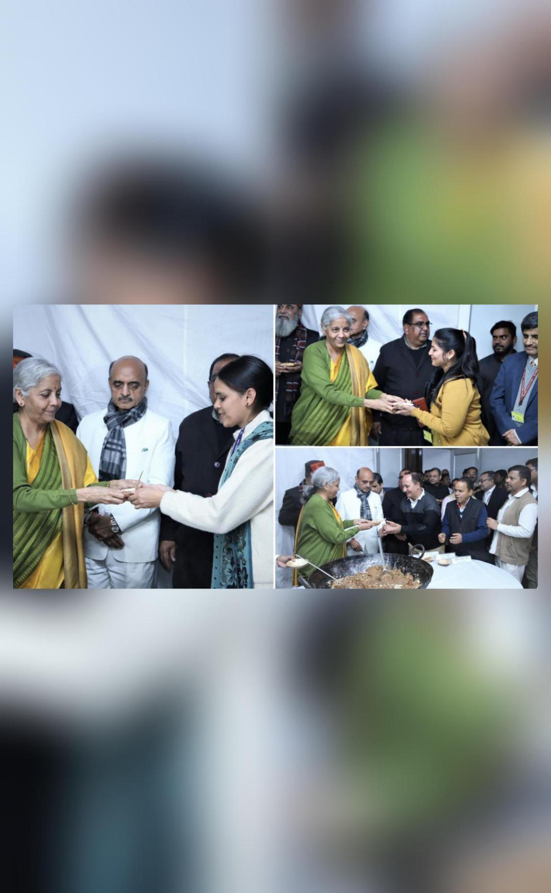 Pics Show FM Distributing Halwa Among Staff Ahead Of Budget 2023