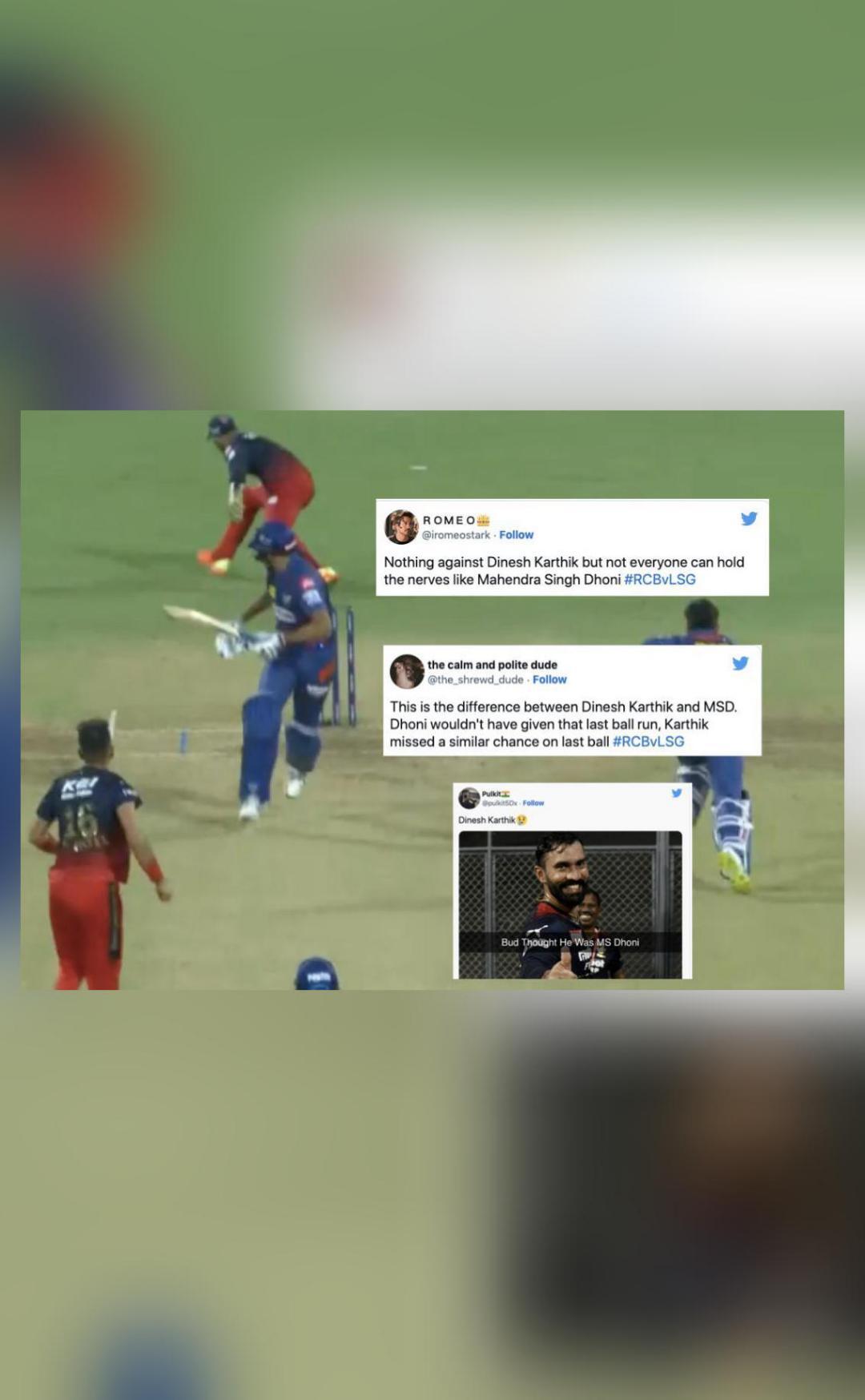 Karthik trolled for last-ball fumble, missing run-out vs LSG - Vimarsana News