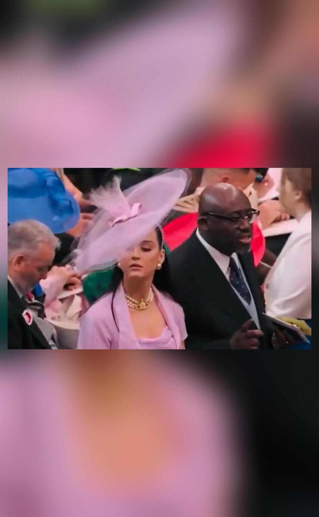 Video of Katy Perry struggling to find seat at coronation goes viral