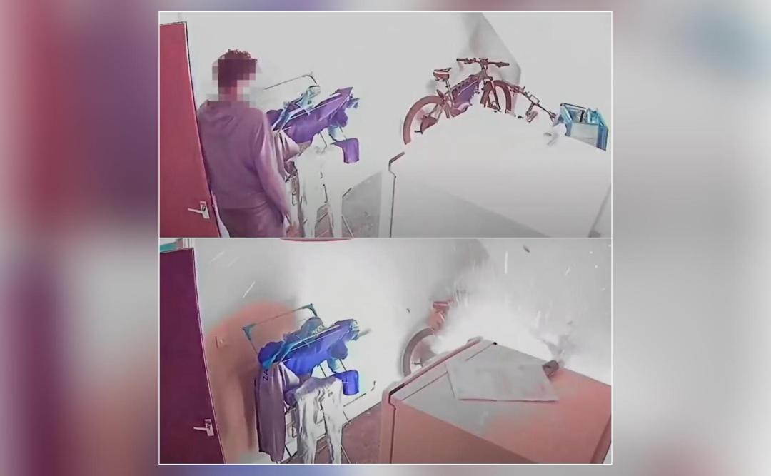 Video shows man running as charging e-bike battery explodes in UK