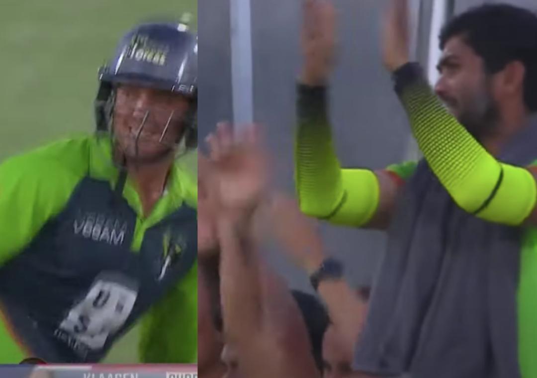 De Kock points shoe towards dressing room post 50 in MLC final