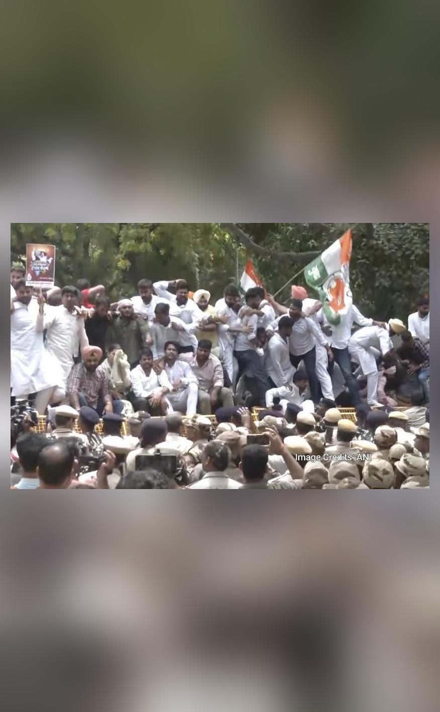 Youth Congress protests in Delhi over Manipur violence, inflation