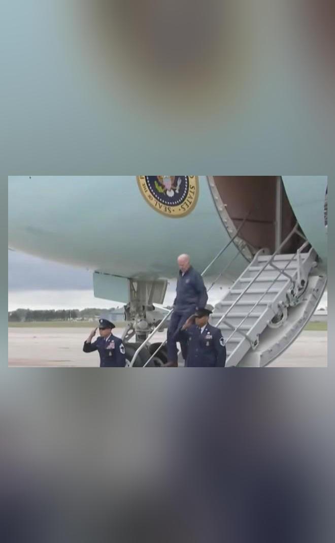 US Prez Biden almost slips while deboarding plane; video surfaces