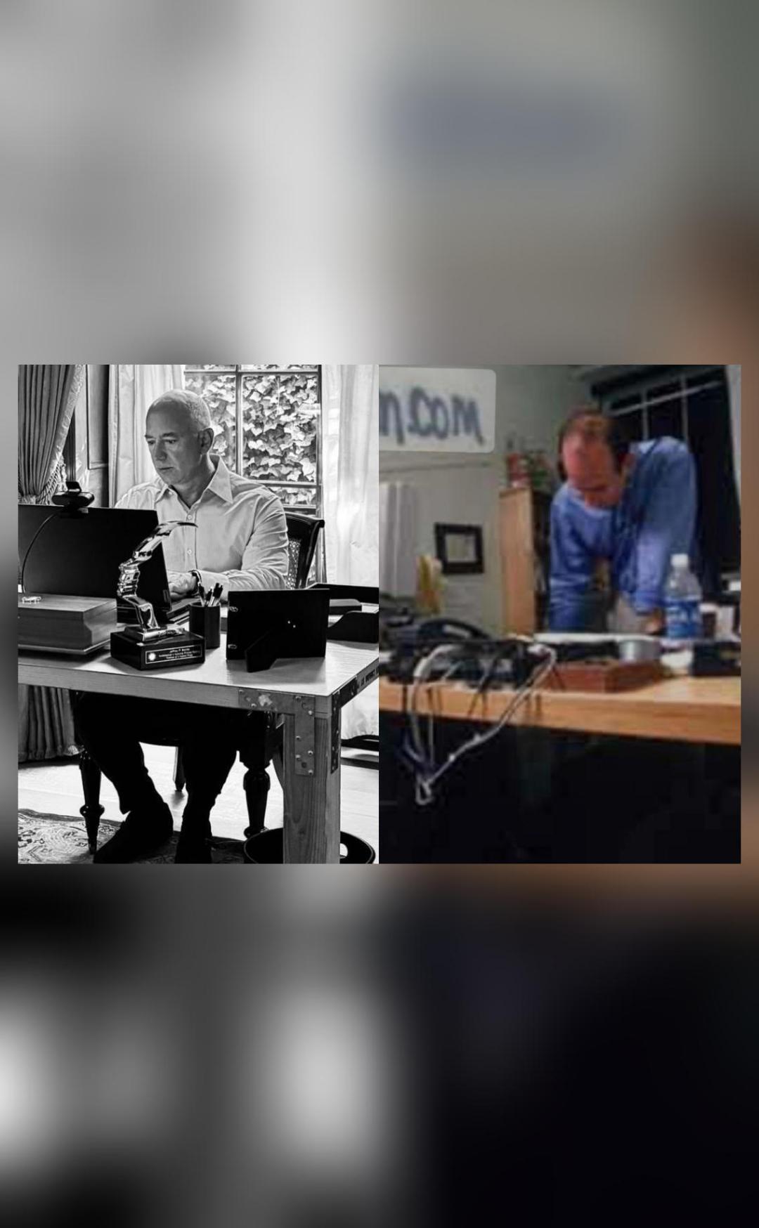Jeff Bezos Using Computer Bezos' fiancée Lauren shares pics of him using same desk from Amazon's ...