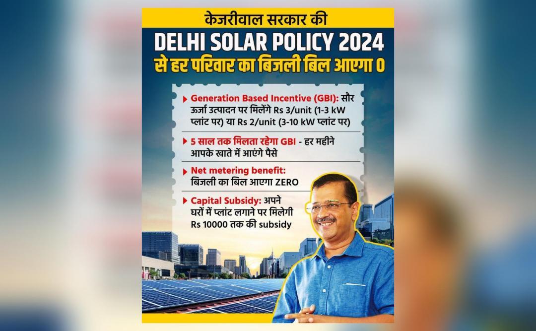 What is 'Solar Policy 2024', launched by Delhi govt to reduce electricity bill to zero