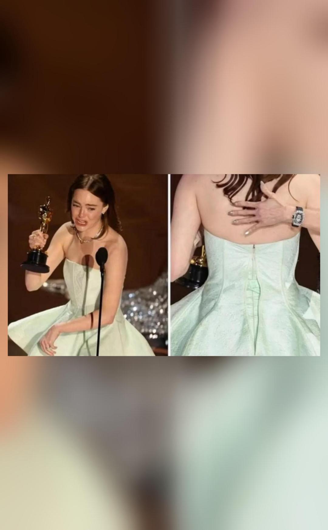 Watch how Emma Stone handled wardrobe malfunction at Oscars 2024