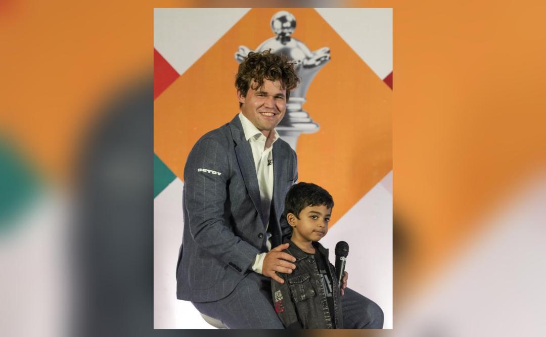 Magnus Carlsen meets 3-year-old Anish Sarkar, youngest rated chess player in history