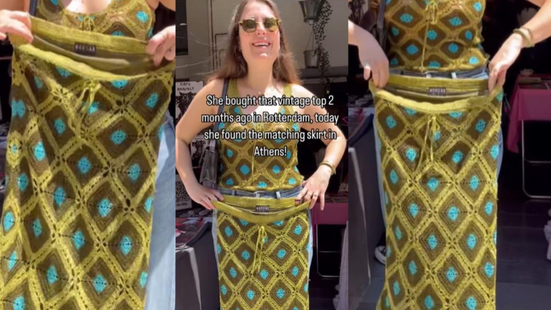 Greek woman finds skirt matching her vintage top 3,000 km away
