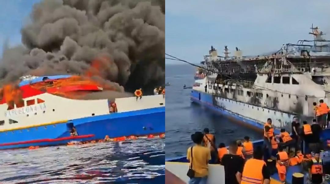 Ferry with 300 onboard catches fire in Indonesia, people jump into sea