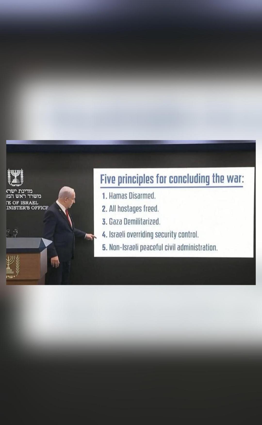 Netanyahu shares 5 principles to 'finish Israel's job' in Gaza