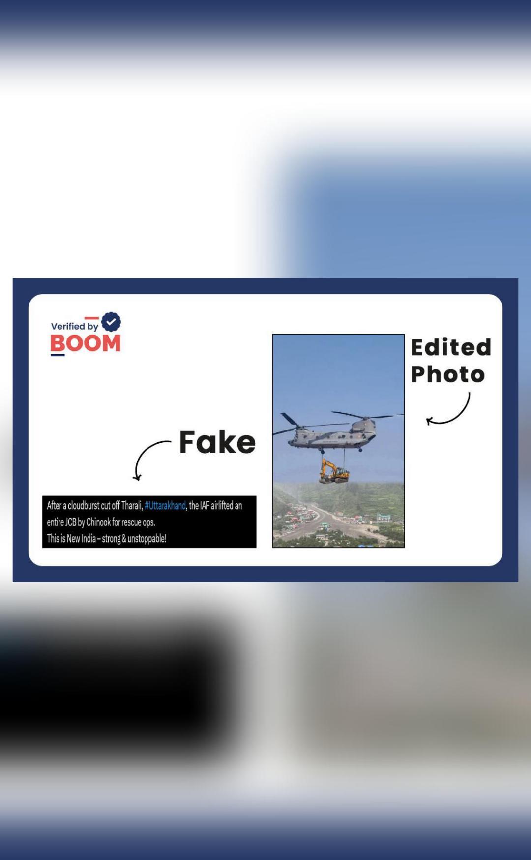 Chinook carrying an excavator in Uttarakhand viral image is edited