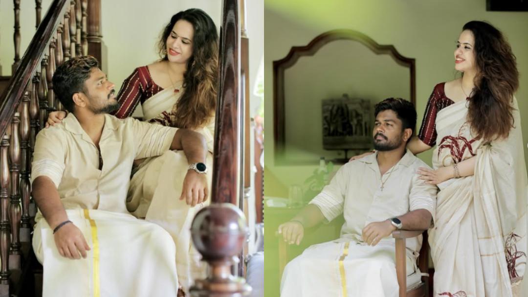 Sanju Samson celebrates Onam with his wife ahead of Asia Cup 2025