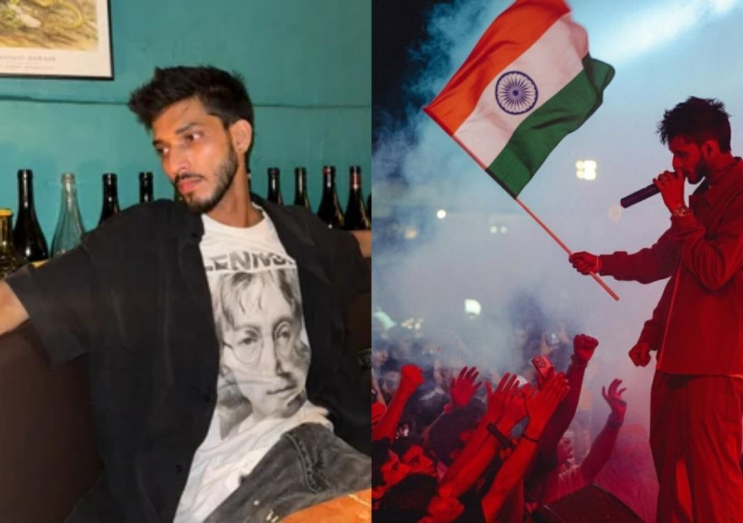 Talha Anjum waving Indian flag at Nepal concert