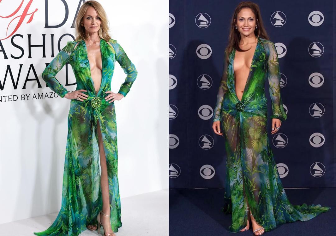 Amber Valletta wears Jennifer Lopez's iconic Versace Jungle dress