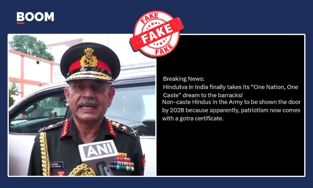 Video of Army chief saying Army to reduce non-Hindu soldiers fake
