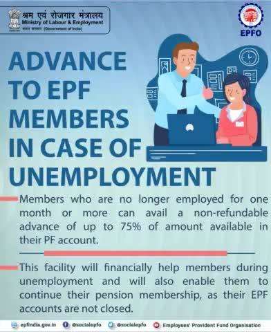 EPF Members can now avail Non-Refundable Advance in case of Unemployment.

#EPFO #SocialSecurity #HumHainNa