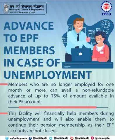 EPF Members can now avail Non-Refundable Advance in case of Unemployment.

#EPFO #SocialSecurity #HumHainNa #COVID19