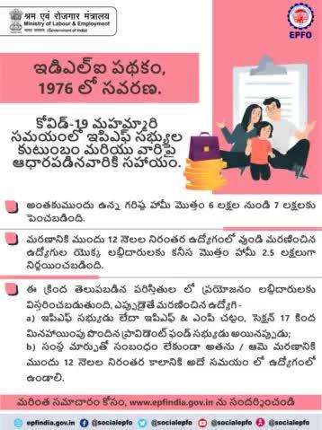 As an Amendment in #EDLI Scheme, 1976, Family and Dependants of #EPF Members can now avail financial assistance during #COVID-19 #Pandemic. 

#EPFO #SocialSecurity #HumHainNa #ईपीएफओ #पीएफ