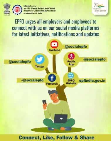 #Connect with #EPFO on all official #socialmedia handles to stay updated about various initiatives & notifications.

#SocialSecurity #Services #ईपीएफ #ईपीएफओ